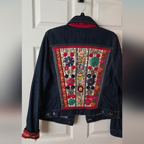 Lucky Brand Jackets & Blazers - Lucky Brand Denim Jean Jacket with Embroidery Back & Leather Patch Women Size XL